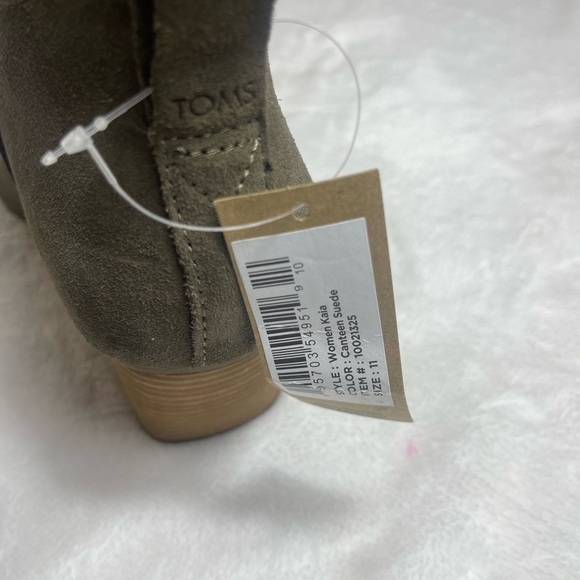 Toms Womens Kaia canteen green Faux Suede Solid Wedge Booties New size 11 - Picture 5 of 6
